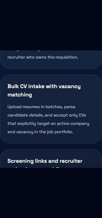 Vision Team recruiter pipeline software displaying candidate stage progression, vacancy tracking, and recruiter-owned pipeline management for agency hiring teams